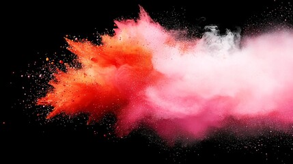 Color Explosion: Vibrant Abstract Paint Powder Burst on Black Background