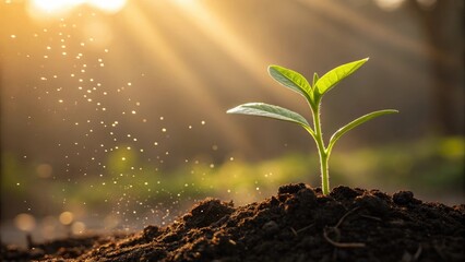 Young Green Seedling Growing in Soil – Nature, Growth, and Sustainability Concept