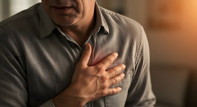 Man Experiencing Chest Pain Heart Attack Symptoms