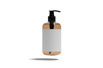 Cosmetic shampoo bottle Mockup with dispenser on a white background.
