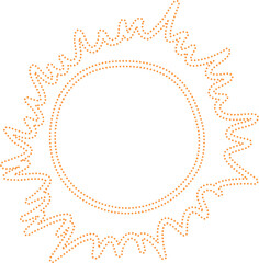 Sun cute doodle. Hand drawn dot style, weather, burst, rays