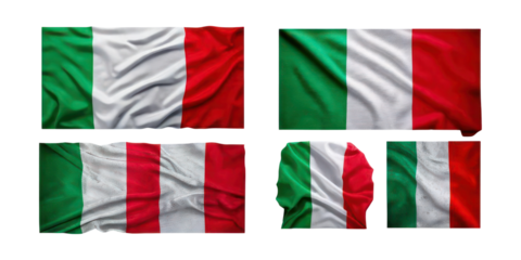 Collection of Elegant Waves of the Italian Flag in Various Positions