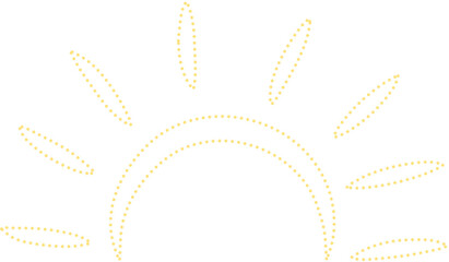 Sun cute doodle. Hand drawn dot style, weather, burst, rays