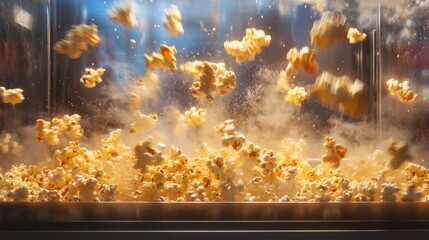 Fluffy Popcorn Jumping in a Cinema Popcorn Machine