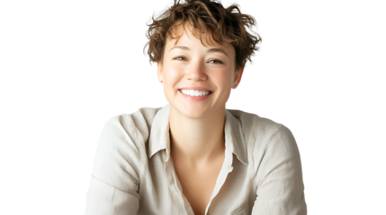 Confident Woman with a Bright Smile and Stunning Hai