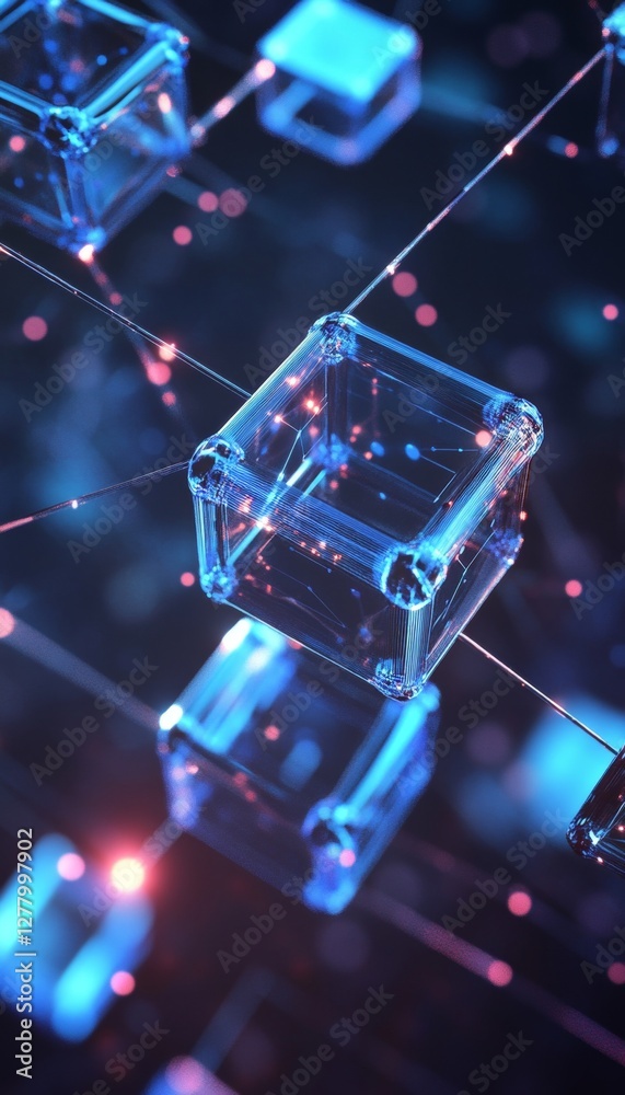 Wall mural digital cubes representing network connectivity in technology and ai advancements in the metaverse