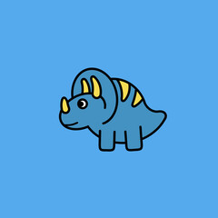 vector illustration of a cartoon triceratops dinosaur