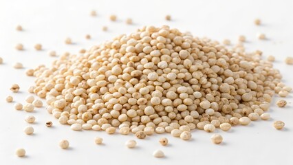 Fototapeta premium White Quinoa Pile on White Background
