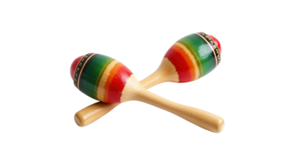 Maracas isolated on white, transparent. Musical instrument, latin music	