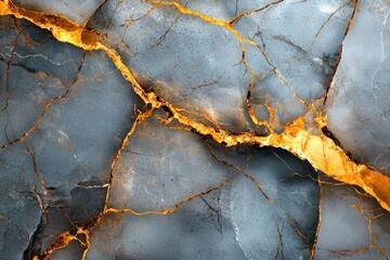 Fototapeta premium Abstract Blue and Gold Marble Texture with Natural Veins and Cracks