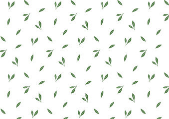 Seamless floral pattern with soft Green Leaves and delicate Hand-Drawn Branches. Elegant botanical ornament for textile, wallpaper, wrapping. Flat minimal vector illustration.