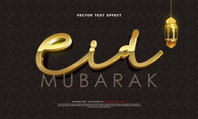 Editable 3D gold Eid Mubarak luxury text effect