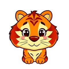 Fototapeta premium Adorable and Cute Tiger Mascot Logo with Playful Expression and Bold, Eye-Catching Design