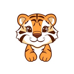 Fototapeta premium Adorable and Cute Tiger Mascot Logo with Playful Expression and Bold, Eye-Catching Design