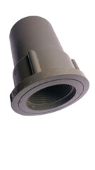 Close-up photo of plastic paralon pipe connections on a transparent background