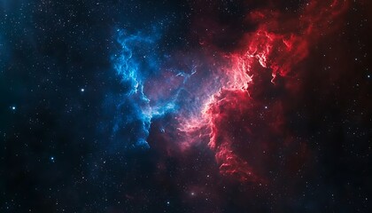 Fototapeta premium Cosmic Chromatics: Nebula Red and Blue Smoke in Space