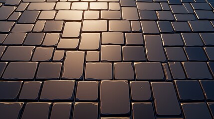 Obraz premium Intricately Detailed Cobblestone Road with a Glossy Surface Reflecting Light