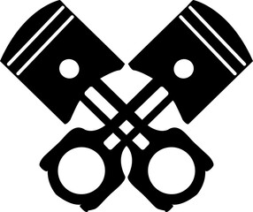 crossed piston silhouette vector file svg black color 