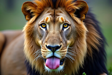 Naklejka premium Lion's Close-up Expression