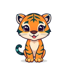 Adorable and Cute Tiger Mascot Logo with Playful Expression and Bold, Eye-Catching Design
