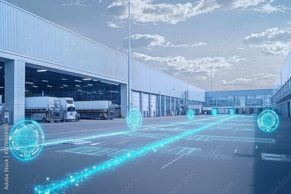 Poster predictive systems in logistics hub prevent collisions via ml.