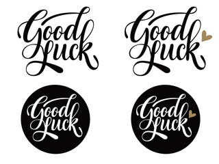 かわいい文字のGood Luck／手書き文字（ベクター背景透過）AI生成