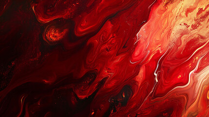 Abstract Red and Gold Fluid Acrylic Painting