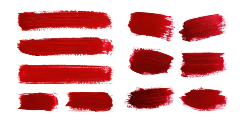 Red Paint Strokes Collection for Artistic Backgrounds and Designs