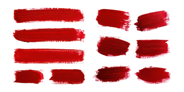 Red Paint Strokes Collection for Artistic Backgrounds and Designs