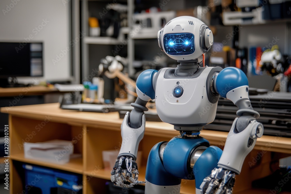 Poster safety protocols for robots refined by machine learning in workshop.