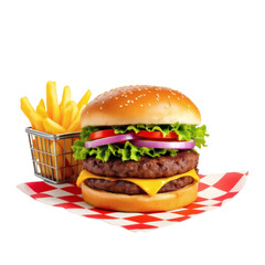 hamburger on a black background