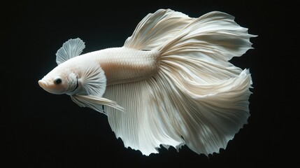 Fototapeta premium Elegant White Siamese Fighting Fish Aquatic Pet Underwater Grace