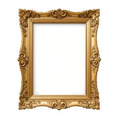Ornate Gold Picture Frame: Antique Style isolated on transparent background