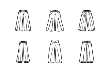 palazzo pants sketch line art vector illustration