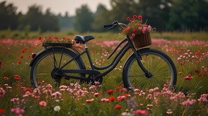 Naklejka premium bicycle in the field