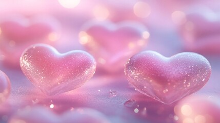 Obraz premium Pink Glitter Hearts Romantic Valentine's Day Background