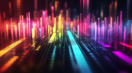 Fototapeta premium Abstract Colorful Digital Cityscape Illuminated At Night