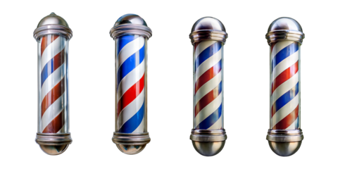 Vintage Barber Poles in Various Color Patterns and Designs