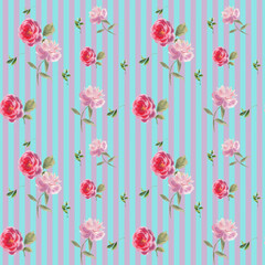 Obraz premium Watercolor clipart Seamless background with flowers