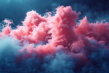 Colorful billowing clouds over a tranquil sky at sunset