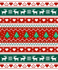 Christmas seamless pattern with snowflakes, Pixel style Christmas New Year
