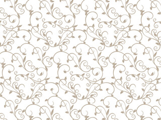 ボタニカルな模様のシームレスパターン背景イラスト