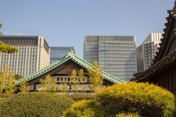 Old Building next to a new Building in Tokyo