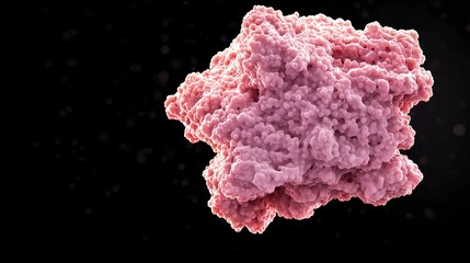 3D Rendering of Pink Protein Molecule on Black Background in Futuristic Scientific Visualization
