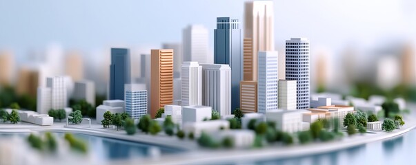 Obraz premium A 3D city model growing dynamically as new businesses enter the market