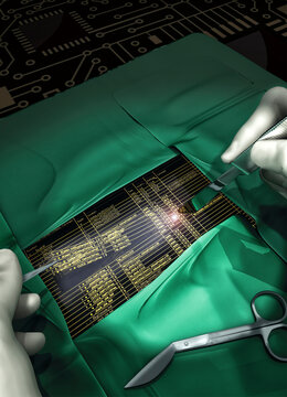 Computer repair, conceptual illustration