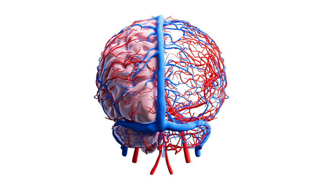 Human brain vasculature, illustration