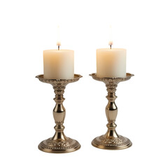 Fototapeta premium Elegant Silver Candle Holders isolated on transparent background