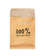 old envelope 100 recycled paper isolated on white background