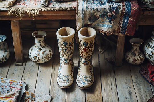 Traditional Russian Valenki Felt Boots